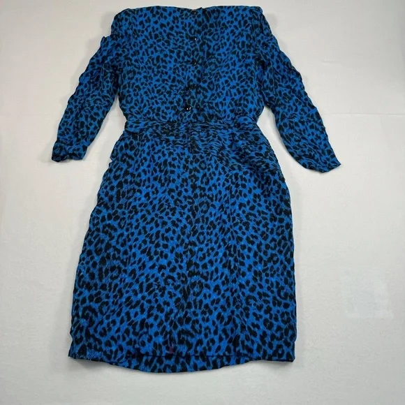 St Gillian Petites 100% Silk Animal Print Dress Womens Size 10 Floral Beading - Picture 2 of 13